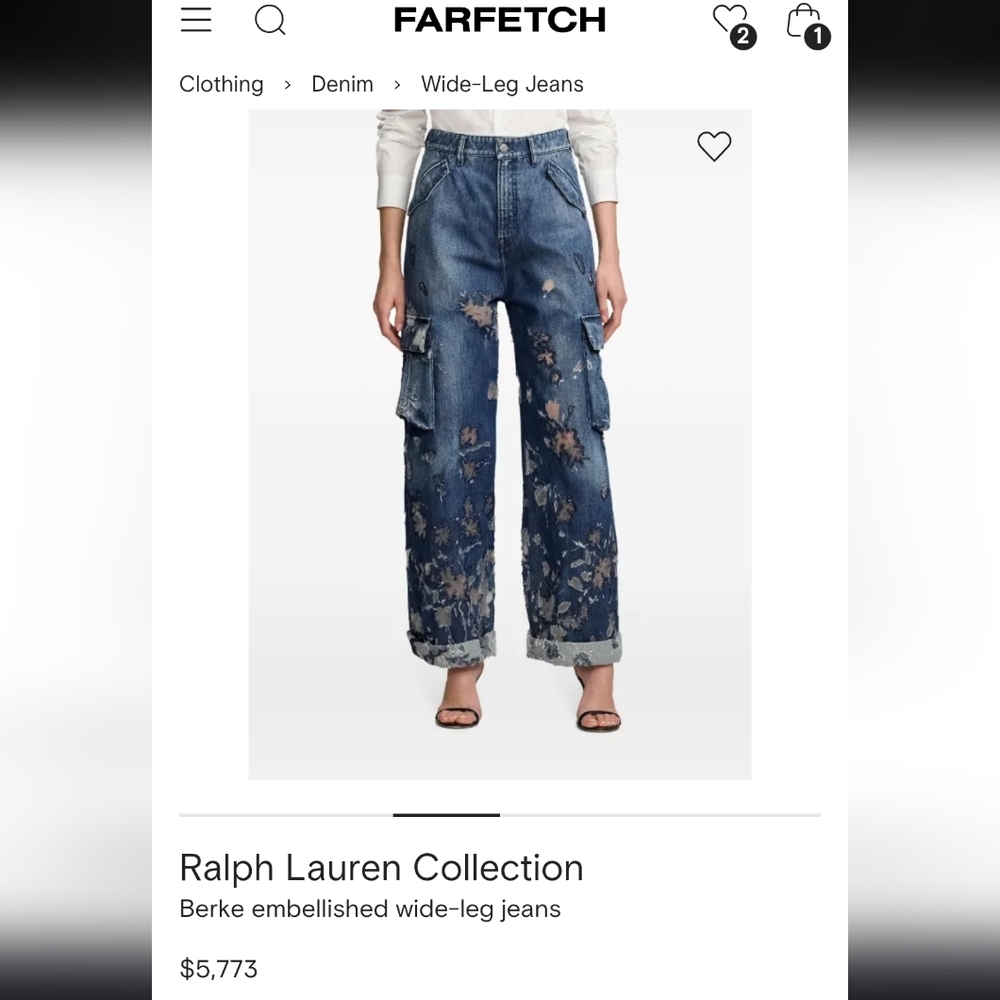 Berke Embellished Wide-Leg Cargo Jeans MSRP 7497$